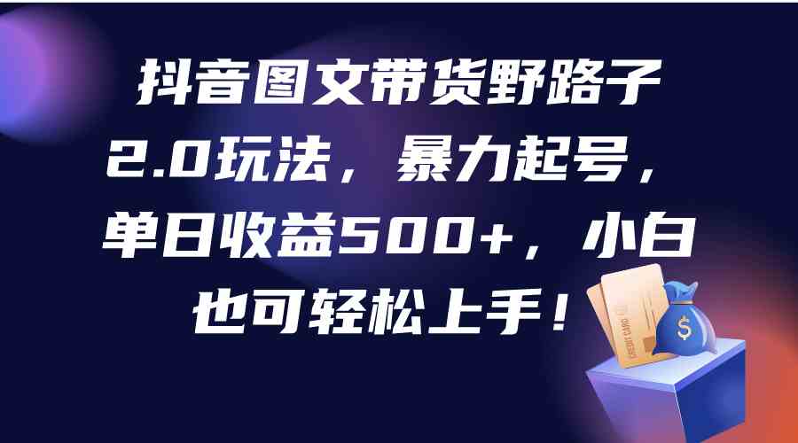（9790期）抖音图文带货野路子2.0玩法，暴力起号，单日收益500+，小白也可轻松上手！-网创汇