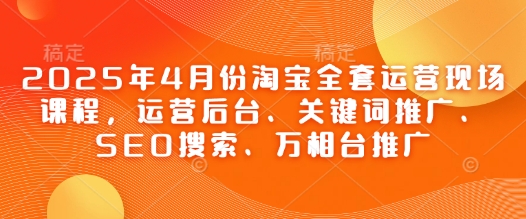 2025年4月份淘宝全套运营现场课程，运营后台、关键词推广、SEO搜索、万相台推广-网创汇