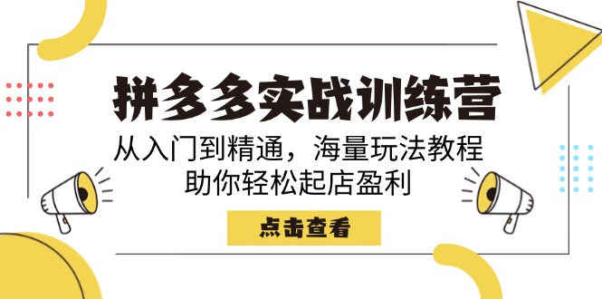 （14392期）拼多多实战训练营，从入门到精通，海量玩法教程，助你轻松起店盈利-网创汇