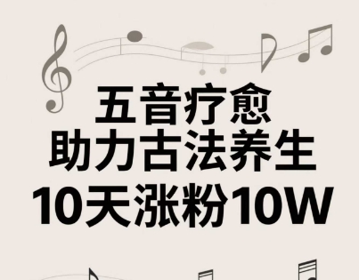 古法五音养生教程，五音疗愈的视频的制作方法，2-4小时就能学会，作者10天涨粉10W-网创汇