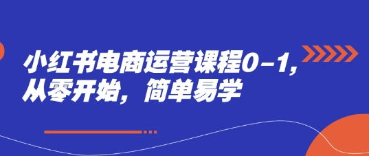 小红书电商运营课程0-1，从零开始，简单易学-网创汇