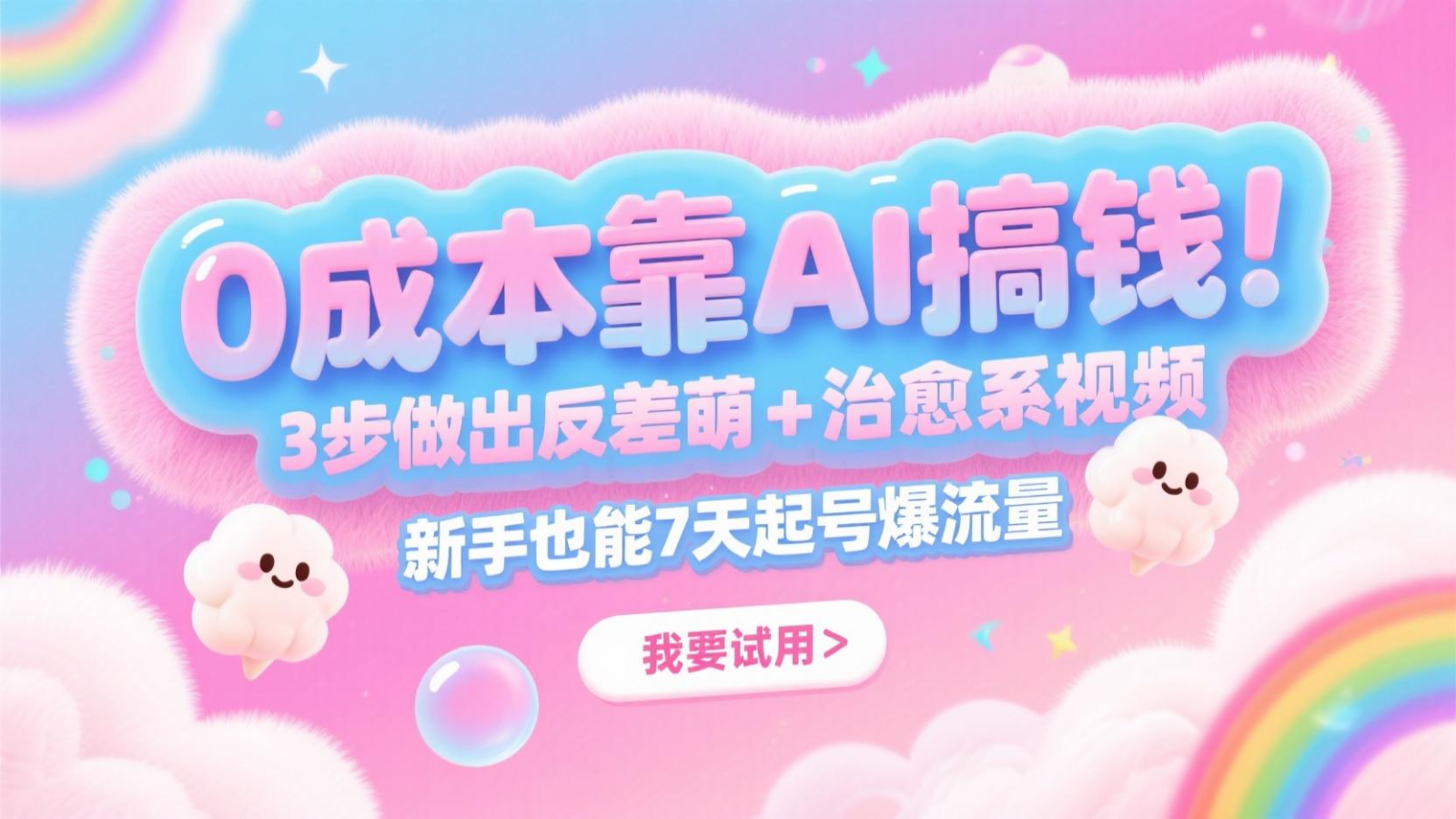 0成本靠AI搞钱！3步做出反差萌+治愈系视频，新手也能7天起号爆流量，月入5位数-网创汇