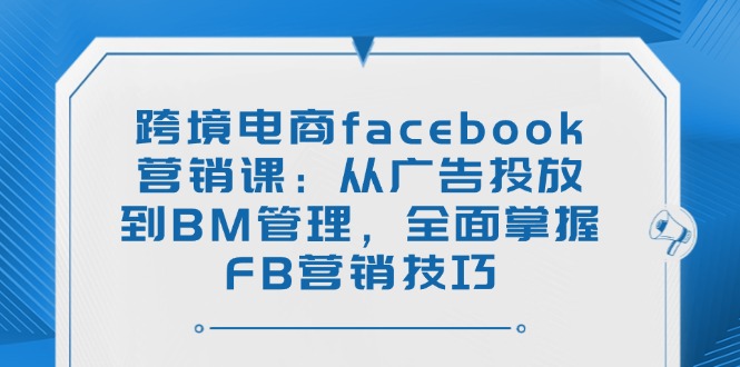 （14314期）跨境电商facebook营销课：从广告投放到BM管理，全面掌握FB营销技巧-网创汇