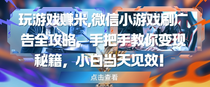 玩游戏挣米，微信小游戏刷广告全攻略，手把手教你变现秘籍，小白当天见效-网创汇