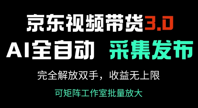 京东视频带货3.0，Ai全自动采集+自动发布，完全解放双手，收入无上限-网创汇