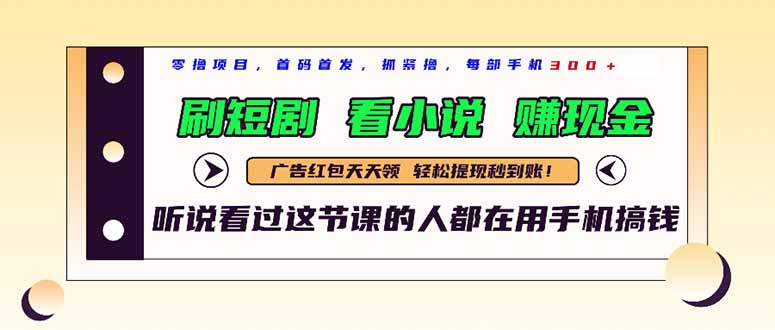 最新短剧平台，刷短剧，看小说，赚现金，一部手机日入300+-网创汇