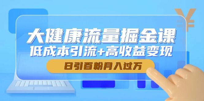 大健康流量掘金课，低成本引流+高收益变现，日引百粉月入过万-网创汇