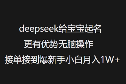 deepseek给宝宝起名更有优势无脑操作接单接到爆新手小白月入1W+-网创汇
