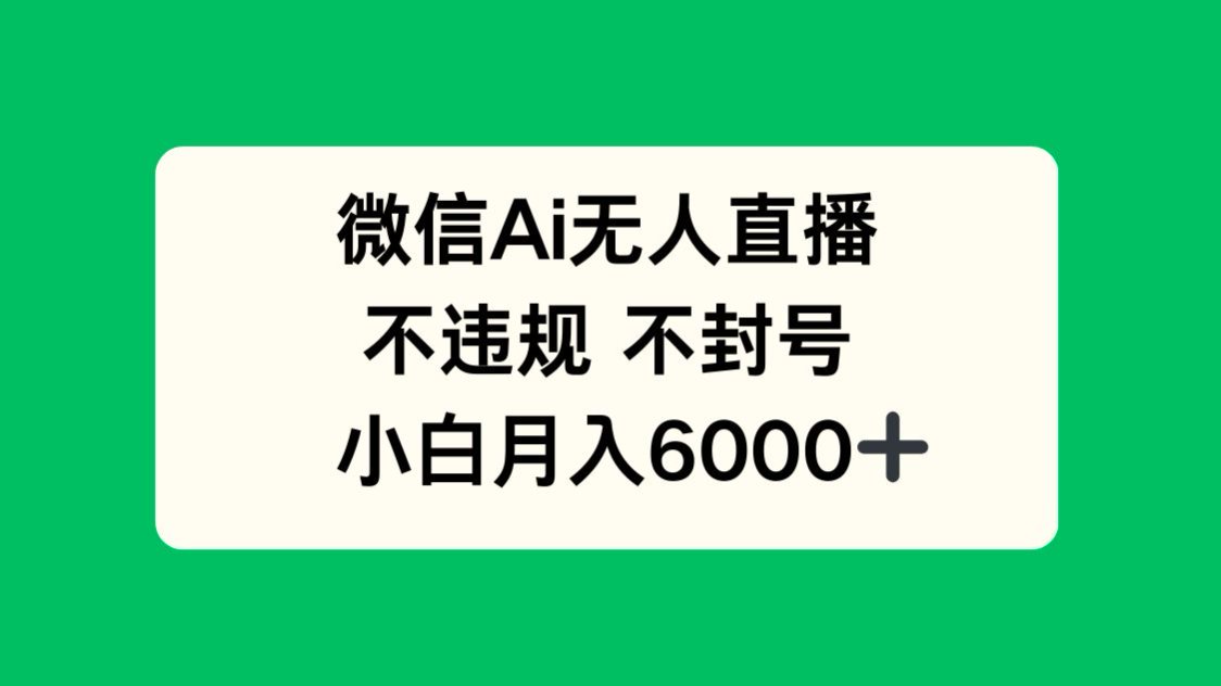 微信AI无人直播，不违规 不封号 ，小白月入6000+-网创汇