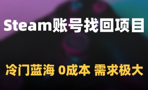 Steam账号找回项目，冷门蓝海，0成本，需求极大-网创汇