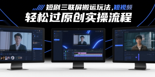 短剧三联屏搬运玩法，短剧搬运轻松过原创实操流程-网创汇