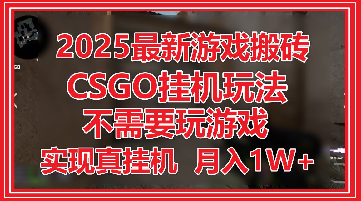 2025最新游戏搬砖，CSGO挂机，不需要玩游戏，实现真挂机，月入1W+-网创汇