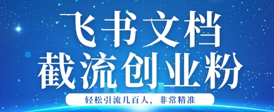 利用飞书文档截流创业粉轻松引流200+-网创汇