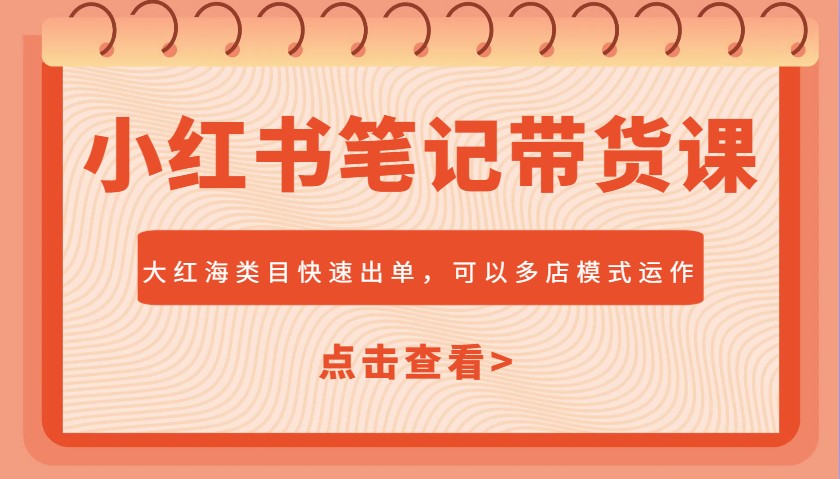 小红书笔记带货课，大红海类目快速出单，市场大，可以多店模式运作(更新)-网创汇