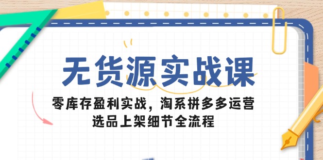 无货源实战课：零库存盈利实战，淘系拼多多运营，选品上架细节全流程-网创汇