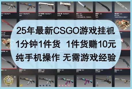25年最新CSGO游戏挂G，1分钟1件货，1件货挣10元，纯手机操作，无需游戏经验【揭秘】-网创汇