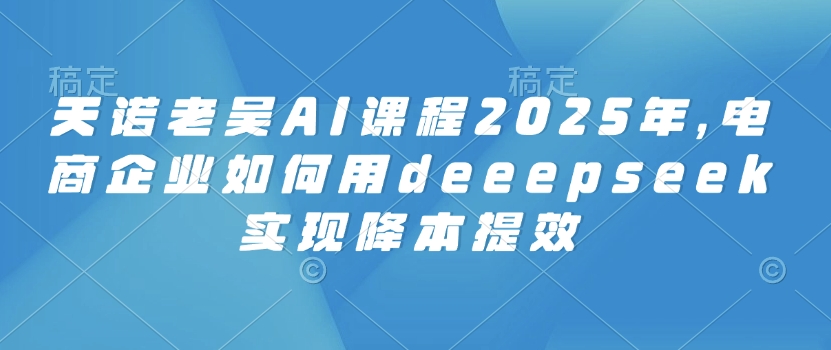 天诺老吴AI课程2025年，电商企业如何用deeepseek实现降本提效-网创汇