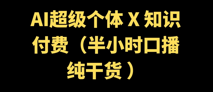 AI超级个体 + 知识付费(半小时口播纯干货 )-网创汇