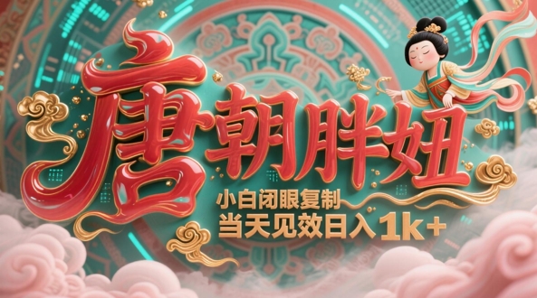 用AI克隆“唐朝胖妞”日更3条，平台疯狂推流，小白闭眼复制，当天见效，日入1k+-网创汇