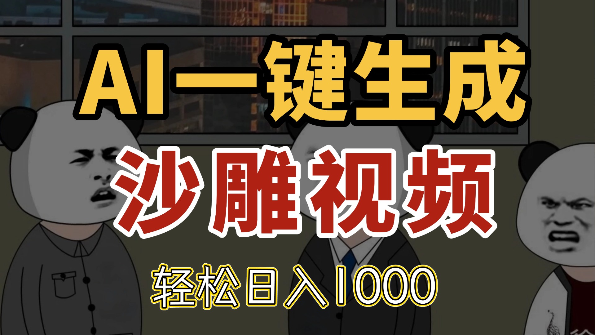 AI一键生成沙雕视频，一条视频千万播放，轻松日入1000-网创汇