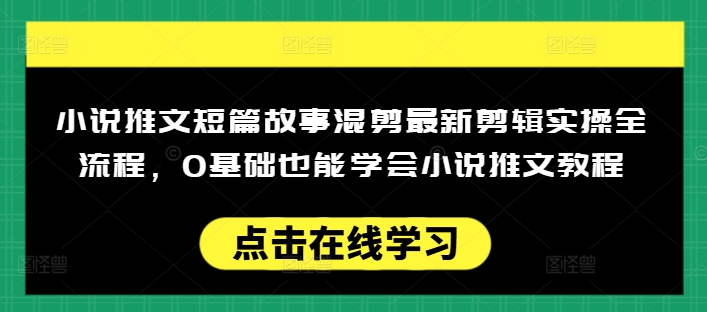 小说推文短篇故事混剪最新剪辑实操全流程，0基础也能学会小说推文教程，肯干多发日入多张-网创汇