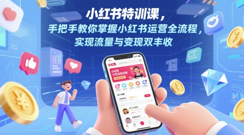 小红书特训课，手把手教你掌握小红书运营全流程，实现流量与变现双丰收-网创汇