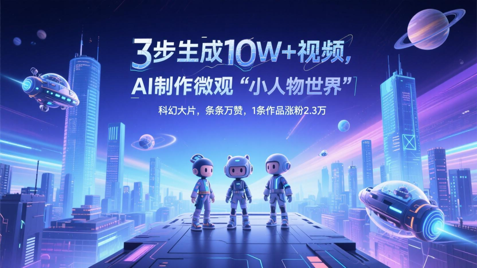 三步生成10W+视频，AI制作微观“小人物世界”科幻大片，条条万赞，1条作品涨粉2.3万-网创汇