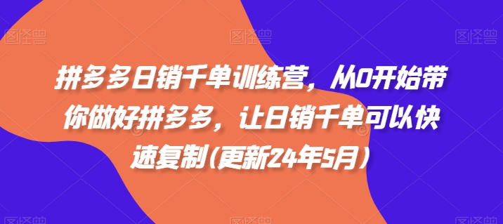 拼多多日销千单训练营，从0开始带你做好拼多多，让日销千单可以快速复制(更新25年4月)-网创汇