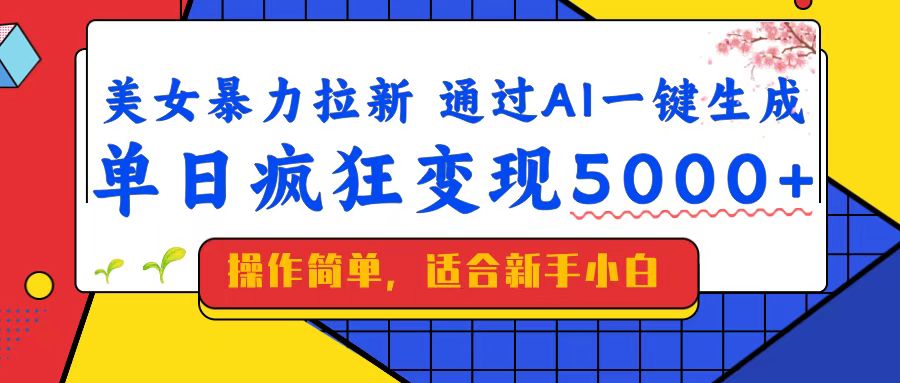 （14347期）美女暴力拉新，通过AI一键生成，单日疯狂变现5000+，纯小白一学就会！-网创汇