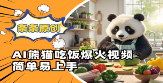 Ai熊猫吃饭爆火视频，条条原创，简单易上手-网创汇