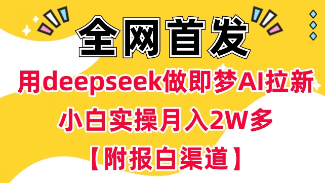 用deepseek做即梦Ai拉新 小白实操月入过W+【附报白渠道】-网创汇