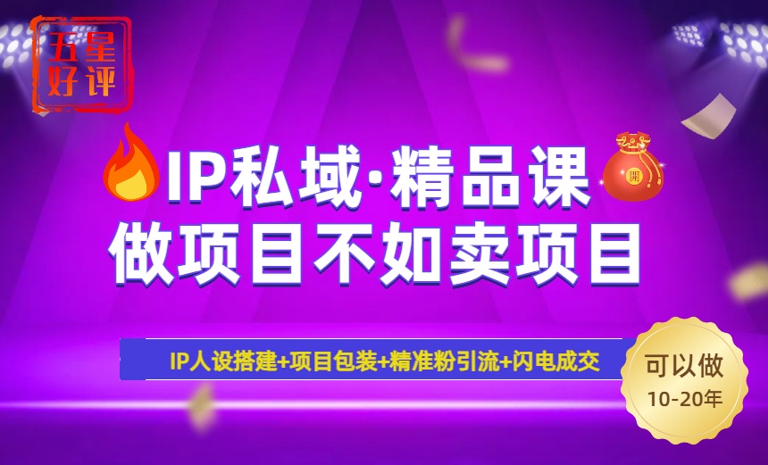 （14406期）2025年“IP私域·密训精品课”，日赚3000+小白避坑年赚百万，暴力引流…-网创汇