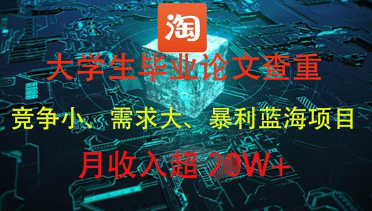 大学生毕业论文查重，暴利蓝海项目，月收入过1W+-网创汇