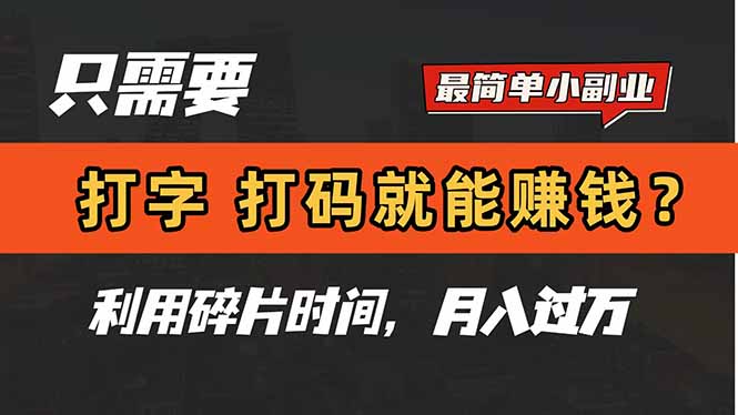 只需要打字，打码，就能赚钱？简单的赚钱小副业，利用碎片时间，月入过万-网创汇