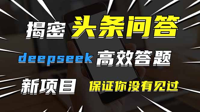 头条问答，刚出的新玩法！保证你没见过！用DeepSeek去高效答题，一个账…-网创汇