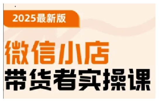 2025最新版微信小店带货者实操课，基础操作到高级运营技巧，快速上手-网创汇