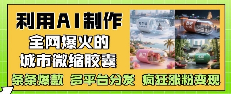 利用AI制作全网爆火的城市微缩胶囊，条条爆款， 多平台分发，疯狂涨粉变现-网创汇