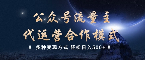 公众号流量主代运营  多种变现方式 轻松日入5张【揭秘】-网创汇