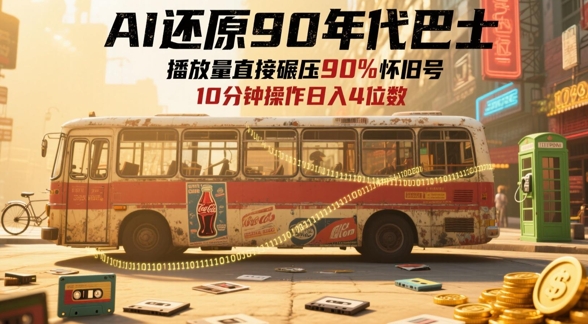 AI还原90年代巴士，一帧就让70后泪崩，播放量直接碾压90%怀旧号，每天操作十分钟，日入四位数-网创汇