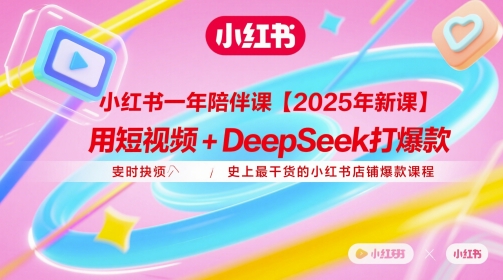 小红书一年陪伴课【2025年新课】，用短视频+deepSeek打爆款，史上最干货的小红书店铺爆款课程-网创汇