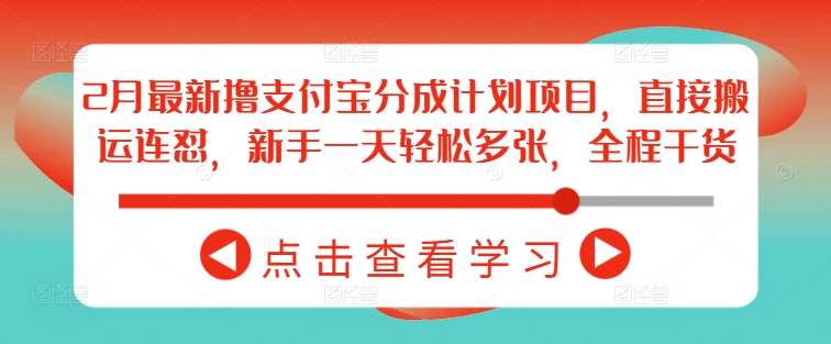 2月最新撸支付宝分成计划项目，直接搬运连怼，新手一天轻松多张，全程干货-网创汇